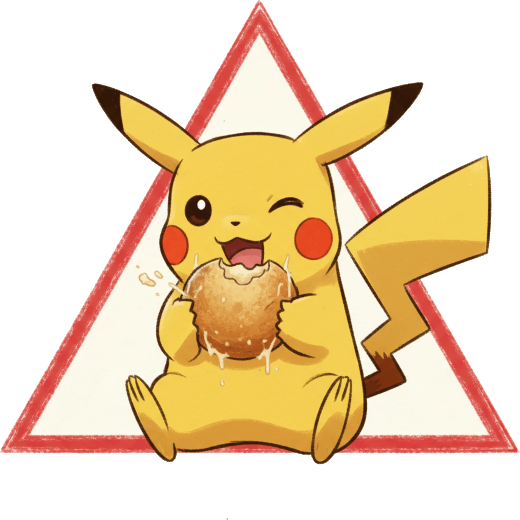 Pikachu eating pao de queijo